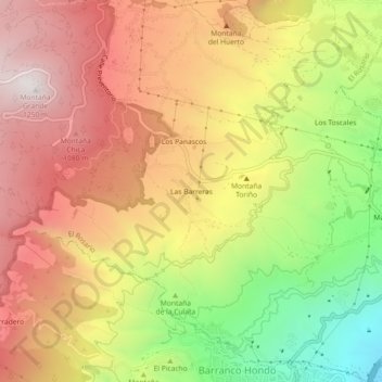 Mappa topografica Las Barreras, altitudine, rilievo