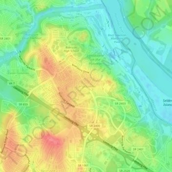 Mappa topografica Lansdowne, altitudine, rilievo
