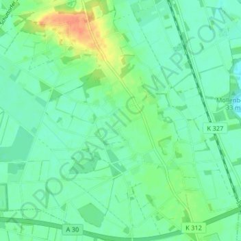 Mappa topografica Ahlde, altitudine, rilievo