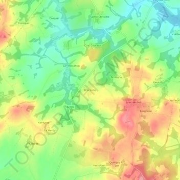 Mappa topografica Botcanou, altitudine, rilievo