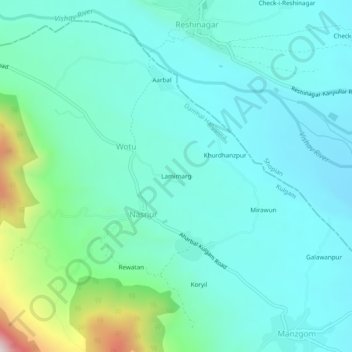 Mappa topografica Lamimarg, altitudine, rilievo