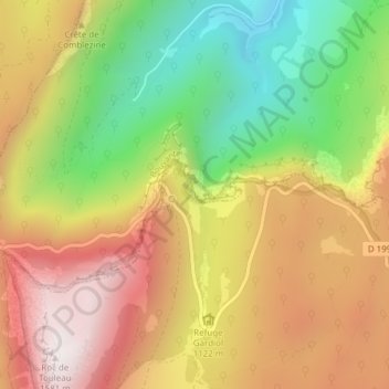 Mappa topografica Saut de la Truite, altitudine, rilievo
