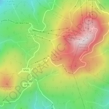 Mappa topografica Golf, altitudine, rilievo