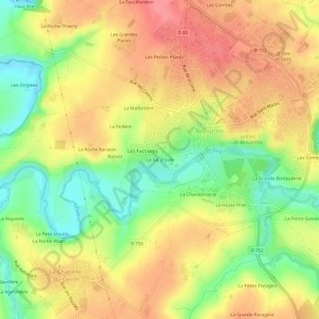 Mappa topografica Le Val d'Evre, altitudine, rilievo