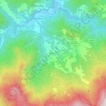 Mappa topografica Magnasco, altitudine, rilievo