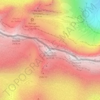 Mappa topografica El Casco, altitudine, rilievo