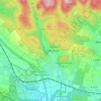 Mappa topografica Steina, altitudine, rilievo