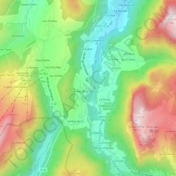 Mappa topografica Sur le Saix, altitudine, rilievo