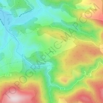 Mappa topografica Ornac, altitudine, rilievo
