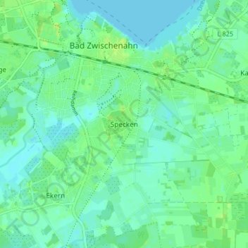 Mappa topografica Specken, altitudine, rilievo