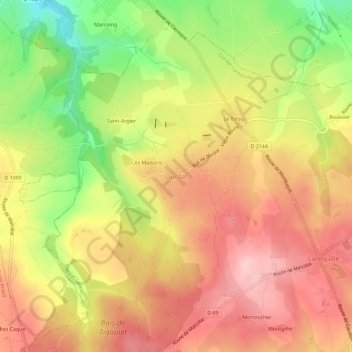 Mappa topografica Durdat, altitudine, rilievo