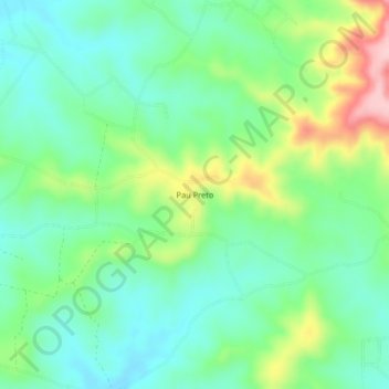 Mappa topografica Pau Preto, altitudine, rilievo