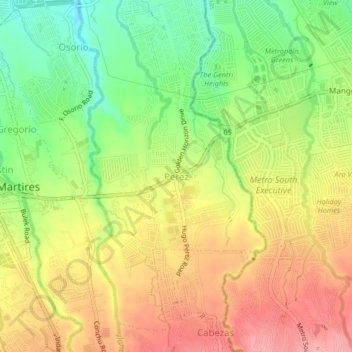 Mappa topografica Perez, altitudine, rilievo