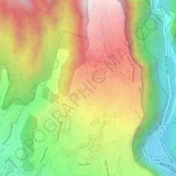 Mappa topografica Ligne Chevalier, altitudine, rilievo