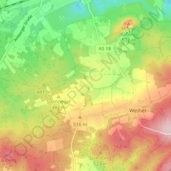 Mappa topografica Kricklhof, altitudine, rilievo