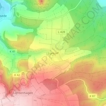 Mappa topografica Lüntorf, altitudine, rilievo