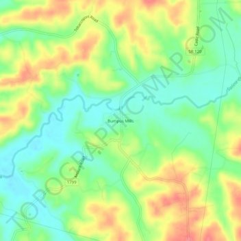 Mappa topografica Bumpus Mills, altitudine, rilievo