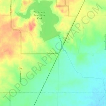 Mappa topografica Shabbona Grove, altitudine, rilievo