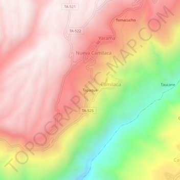 Mappa topografica Tapaque, altitudine, rilievo