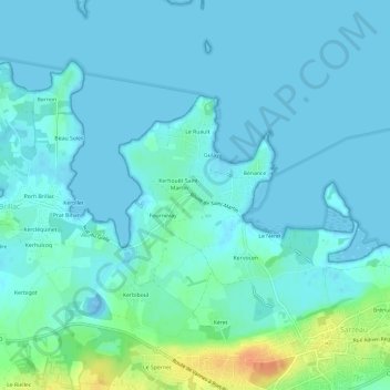 Mappa topografica Saint-Martin, altitudine, rilievo