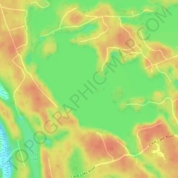 Mappa topografica Clear Lake, altitudine, rilievo