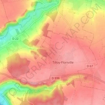 Mappa topografica Floriville, altitudine, rilievo
