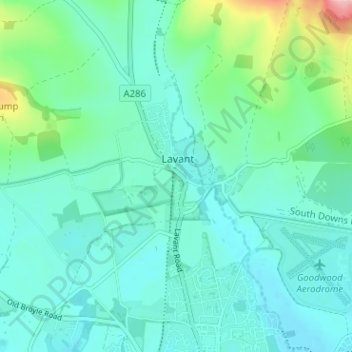Mappa topografica Mid Lavant, altitudine, rilievo