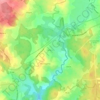 Mappa topografica Combres, altitudine, rilievo