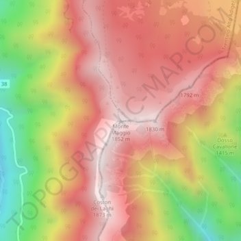 Mappa topografica Monte Maggio, altitudine, rilievo