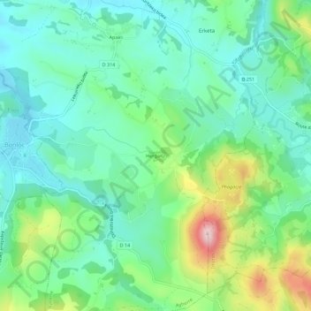 Mappa topografica Hergaitz, altitudine, rilievo