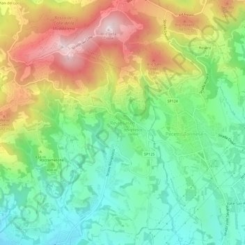 Mappa topografica Revigliasco, altitudine, rilievo
