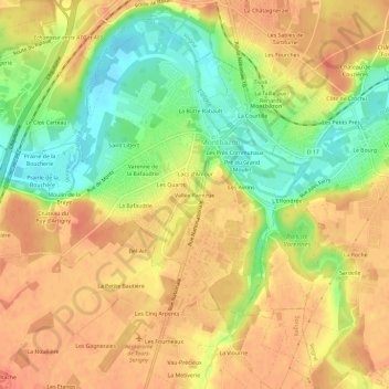 Mappa topografica Vallée Raintrue, altitudine, rilievo