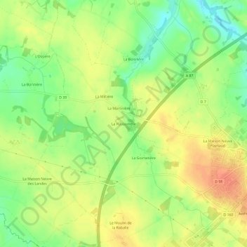 Mappa topografica La Rousselière, altitudine, rilievo