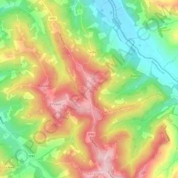 Mappa topografica San Quirico in Collina, altitudine, rilievo