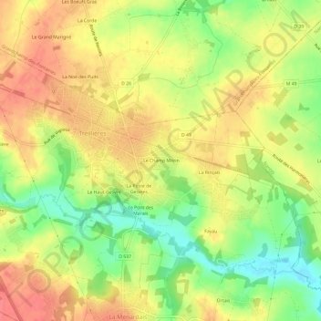 Mappa topografica Le Champ Morin, altitudine, rilievo