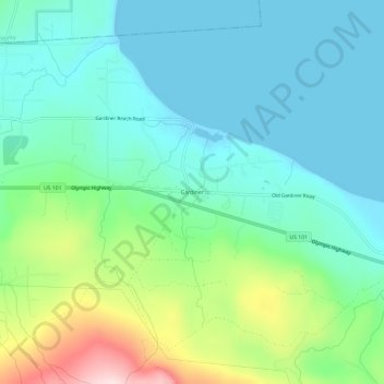 Mappa topografica Gardiner, altitudine, rilievo