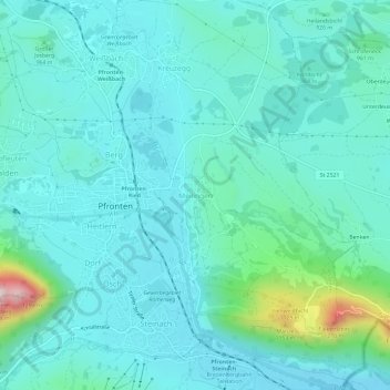 Mappa topografica Meilingen, altitudine, rilievo