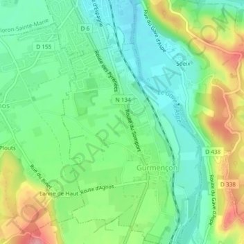 Mappa topografica Vieux, altitudine, rilievo