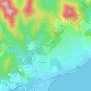 Mappa topografica Les Hautes Mûres, altitudine, rilievo