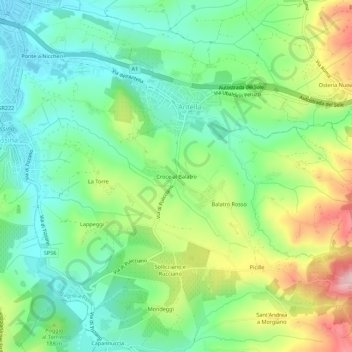 Mappa topografica Croce al Balatro, altitudine, rilievo