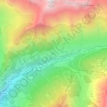 Mappa topografica Aygat, altitudine, rilievo