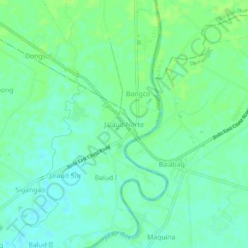 Mappa topografica Jalaud Norte, altitudine, rilievo