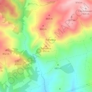 Mappa topografica Fortaleza, altitudine, rilievo