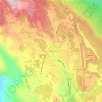 Mappa topografica Howell Mountain, altitudine, rilievo
