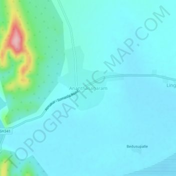 Mappa topografica Ananthasagaram, altitudine, rilievo