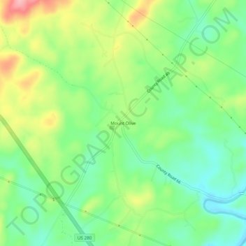 Mappa topografica Mount Olive, altitudine, rilievo
