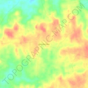 Mappa topografica New Harmony, altitudine, rilievo