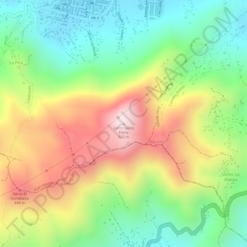 Mappa topografica Cerro Santa Elena, altitudine, rilievo