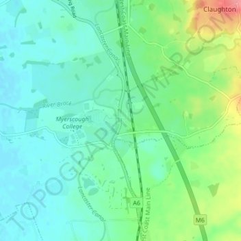 Mappa topografica Bilsborrow, altitudine, rilievo