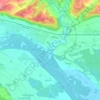 Mappa topografica Haunreit, altitudine, rilievo